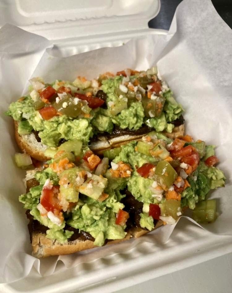 Avocado toast topped with Mama D's giardiniera