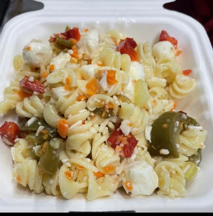 Cold pasta salad with mozzarella and giardiniera